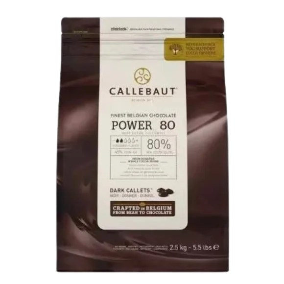 Callebaut Chocolade Callets Powerful Flavour 80% cacao, zak 2,5 kg